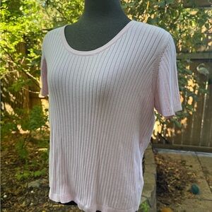 Tabi Simply Classic 100% cotton Women's Pink Ribbed Knit Top. Size L